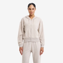 Lescon Bej Kadın Fermuarlı Kapüşonlu Sweatshirt 26s-2201-26n
