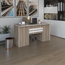 Kenzlife Ofis Masası Pat Morita Crd 75 150 80 Kilitli Kapaklı Dolap Çiftli Şeritli Bilgisayar Çalışma Masası Beyaz