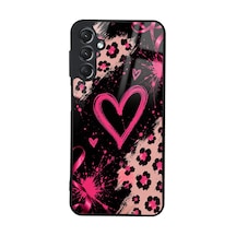 Galaxy A24 Kılıf Kamera Korumalı Desenli Zore Lusi Kapak - Pembe Kalp