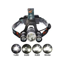 Boruit T6 Kafa Feneri 5000 Lumens 3xcree Xm T6 2r5 Lamba Led Kamp Lambası Siyah