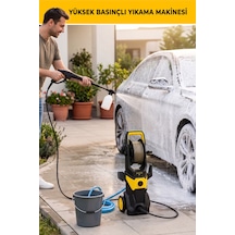 150 Bar Yüksek Basınçlı Yıkama Makinesi 1800w Kovadan Su Çekme Ve Musluk Bağlantılı Köpük Aparatlı Oto Yıkama