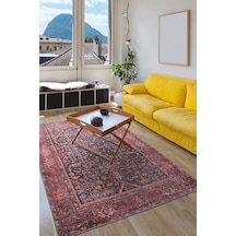 Blues Vintage Desenli Dokuma Taban Dekoratif Kırmızı Halı (Al 354