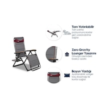 Aygaz Ekstra Geniş Alüminyum Şezlong Sandalye 120 Kg Kapasiteli, Konforlu Ve Şık Zero Gravity Lounger Tasarımı, Boyun Yastığı, Katlanabilir Yan Sehpa, Ayak Uzatma Desteği Koyu Gri