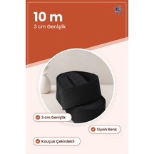 Paça Lastii Geniş Siyah 3 Cm 10 M Elastik Kauçuk Çekirdekli Polye