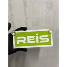 Yeşil Renk Üzeri Beyaz Renk Reis Yazılı Vantuzlu Cam Süsü