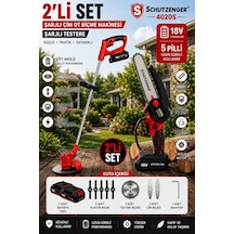 Schutzenger 4020S 2 Batarya 7 Aparatlı Şarjlı Dal Budama Zinçirli Testere Ve Şarjlı Çim Ot Piçme Tırpan
