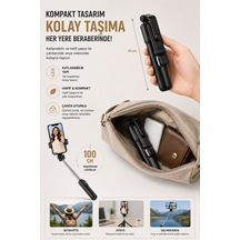 Concord 100 Cm Bluetooth Kumandalı Led Işıklı Selfie Çubuğu 3'ü 1 Arada Telefon Tripod Vlog Standı