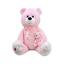 1085P Yavrulu Peluş Ayı Pembe 95 Cm