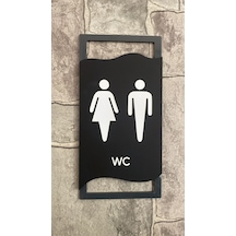 Antrasit Çerçeveli Mat WC Yönlendirme Levhası