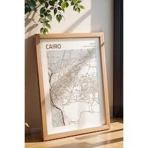 Kahire Mısır Cairo-egypt Haritası Çerçeveli Tablo Lüks Salon Duvar Dekorasyonu Hediyelik Tablo Kayın