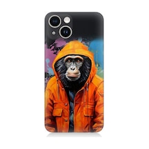 Apple Uyumlu iPhone 14 Kapşonlu Maymun Desenli Silikon Kılıf