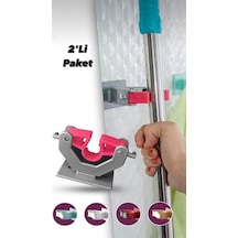 Paspas Süpürge Fırça Ve Mop Askısı , Çok Amaçlı Sap Tutucu , Mutfak Banyo Askısı 2'li Paket Gri Diğer