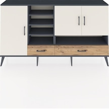 Arges Konsol 8 Raflı 2 Çekmeceli 3 Kapaklı 176x30x99 Antrasit-aytaşı/çam Aytası/atlas Çam - Antrasıt