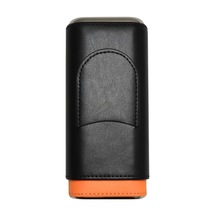 Cohiba Siyah Taba Kesici Bölmeli Üçlü Deri Puro Kılıfı