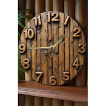 Rustik Ahşap Desenli 3d Görünümlü Mdf Duvar Saati 33 Cm Sdw86 Renkli