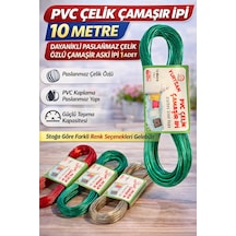 Pvc Çelik Çamaşır İpi 10 Metre Dayanıklı Paslanmaz Çelik Özlü Çamaşır Askı İpi 1 Adet Kırmızı