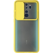 Xiaomi Redmi Note 8 Pro Kılıf Palm Buzlu Kamera Sürgülü Silikon - Sarı -
