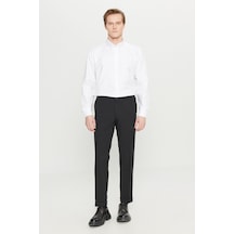 Altınyıldız Classıcs Erkek Sıyah Slim Fit Dar Kesim Gofre Desenli Beli Gizli Lastikli Yan Cep Klasik Pantolon Siyah