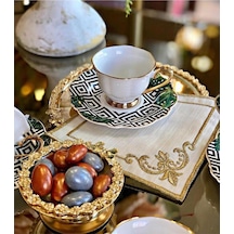 Köşeli Gold 6'lı Linen Keten Kahve Yanı Kokteyl Sunum Parti Peçet