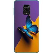 Redmi Note 9s Uyumlu Mavi Kelebek Baskılı Silikon Kılıf Renkli