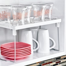 Mutfak Banyo Dolap Içi Tezgah Üstü Düzenleyici Metal Ayaklı Raf 14 X 30 X 15 Cm Plastik Pembe Tr Diğer