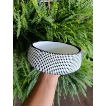 Monokrom Noktalı Modern Geniş Saksı 21 10 Cm