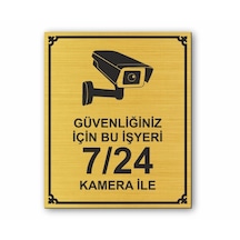 Güvenlik Kamera Kapı Duvar Uyarı - Yönlendirme Levhası Altın (536677646)