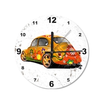 Çiçekli Vosvos Ahşap Duvar Saati (407612801) Ahşap