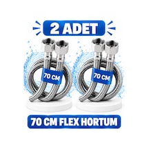 70 Cm Paslanmaz Çelik Örgülü Flex Hortum 2 Adet 3/8'x3/8' - Klozet Ve Taharet Musluğu İçin Dayanıklı Bağlantı Hortumu