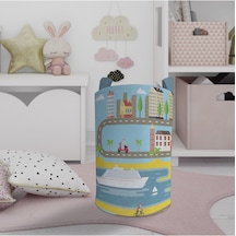 Mekta Home Bebek Ve Çocuk Odası Şehir Desenli Oyuncak Sepeti Renkli Çok Renkli