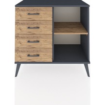 Hyperion Şifonyer Tek Raflı 4 Çekmeceli 88x44x80 Antrasit-çam Çam