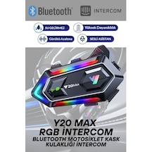 Y20 Max Rgb Işık Efektli İntercom Bluetooth Motosiklet Kask Kulaklığı İntercom Kulaklık