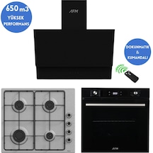 Afm Tech Ve Ferre Bloom Turbolu Inox Siyah EL003 + FM7700 + FM3400 -650 M3 Ankastre Set