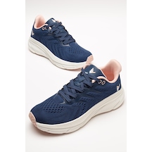 Dilimler Ayakkabı Kadın Spor Ayakkabı Lacivert Hafif Kalın Renkli Taban-4088 Lacivert