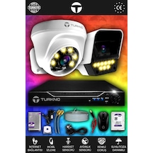 Turkno 2 Kameralı Supia 1 İç Kamera Set 250 GB 5 MP 2K Net Renkli Gece Görüşlü Güvenlik Kamerası Sistemi