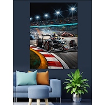 Ahşap Tablo Gece Yarısı Yarış Pisti Ve Formula 1 Arabaları Çocuk Odası Tabloları