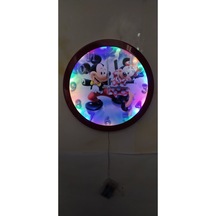 Ledli Işıklı Mickey Mouse Çocuk Odası Duvar Saati Aplik 36 Cm (531207531)