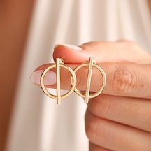 Sembol Gold Altın Çivi Küpe İtaly Armoni 2.0 cm