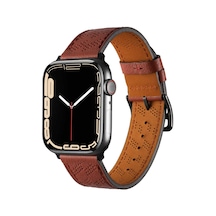 Watch 44mm Uyumlu Krd-76 Pu Deri Kordon Strap Kayış Mtr- Mürdüm