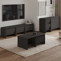Laris Üçlü Set Tv Sehpası, Konsol Ve Orta Sehpa İle Modern Yaşam Alanları İçin Takım Antrasit