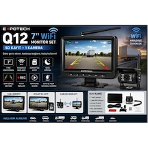 Expotech Q12 7" Wifi Araç Kamera Seti 1 Kameralı Sd Kayıtlı Geri Görüş Monitörü Gece Görüşü Ex-7001w
