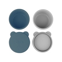 Oioi Silikon Kapaklı Mini Kase 2'li Mini Bites Deep Blue / Powder Grey