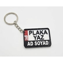 Kişiye Özel Motor Plaka Anahtarlık 1 Adet Beyaz - Siyah