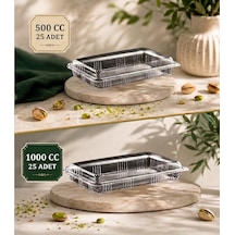 Baklava Çiğköfte Kullan At Kilitli Sızdırmaz Kap 500 Cc 25 Ad+1000 Cc 25 Ad Buzdolabı Saklama Kabı
