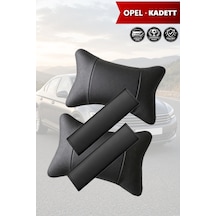 Opel Kadett Uyumlu Siyah Lüks Deri Yastık Set Deri Kemer Koruyucu