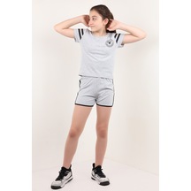 Toontoy Kids Toontoy Kız Çocuk Baskılı Şortlu Takım Gri Melanj