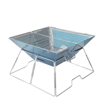 Shufa Taşınabilir Paslanmaz Çelik Ateş Yakma Standı, Kolay Sökülüp Takılabilir Mangal / Barbekü Izgarası 31 31 22cm Gri