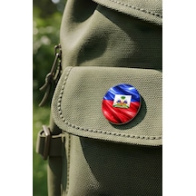 Haiti Haiti Abstract Ülke Bayraklı Buton Rozet - 44 MM 5 Adet Çok Renkli