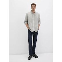 Mavi Erkek Çizgili Gömlek Gray Flannel Zemin, White 0211756-91269 Gri