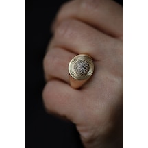 14 Ayar Altın Ortası Yuvarlak Taşlı Yüzük Yzk27506